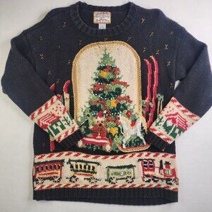 FLAWED - Heirloom Collective M Black Woman’s Ramie Cotton Christmas Tree Sweater